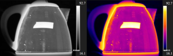 黑熱和鐵紅調色板對比
