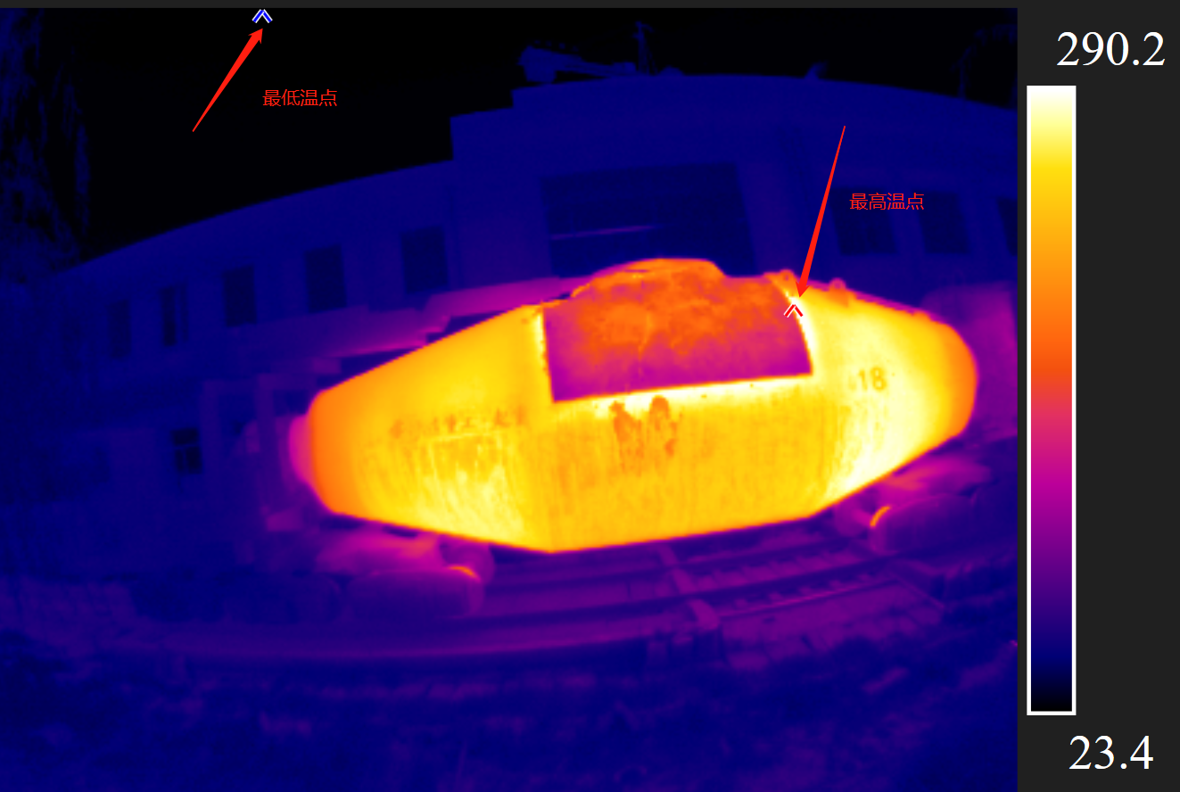 紅外熱像儀檢測魚雷罐車