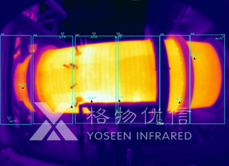 紅外熱像儀監(jiān)控下回轉(zhuǎn)窯部分區(qū)域紅外熱像圖